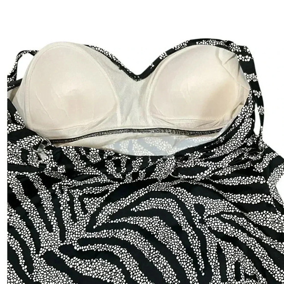 Croft & Barrow Swim Suit One Piece Size 14 Black and White Adjustable Straps - Picture 5 of 9